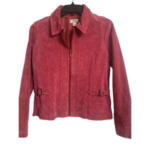 Vintage Christopher & Banks Pink Leather Cropped Jacket Size P/S